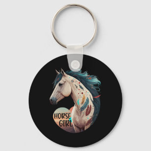 Chaveiro Horse Girl Bohemian Retrato Equestre Horseback