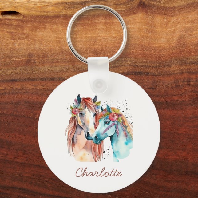 Chaveiro Horse Lover, Crianças Personalizadas Equestres, Aq (Frente)