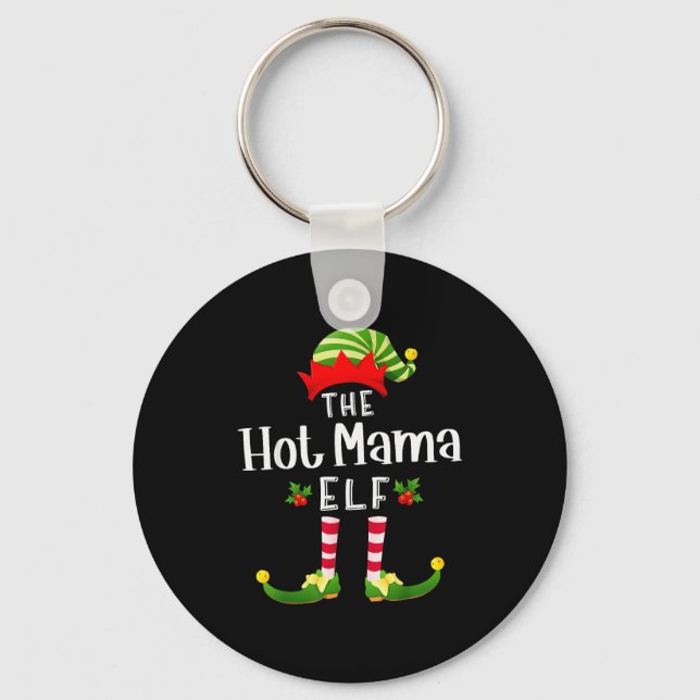 Chaveiro Hot Mama Christmas Elf Matching Pajama X-mas Party (Frente)