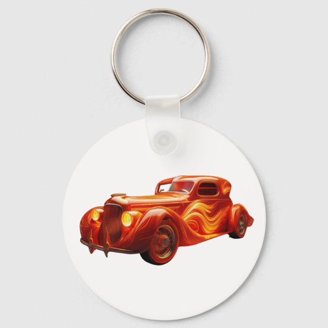 Chaveiro "Hot Rod" de 1930 com trabalho de tinta "chamas" (Frente)