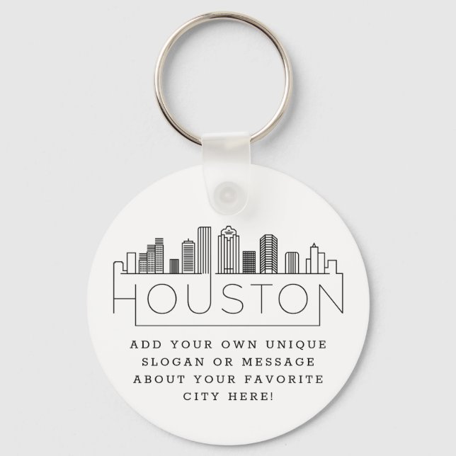 Chaveiro Houston, Texas Stylizou Skyline | Slogan Personali (Frente)
