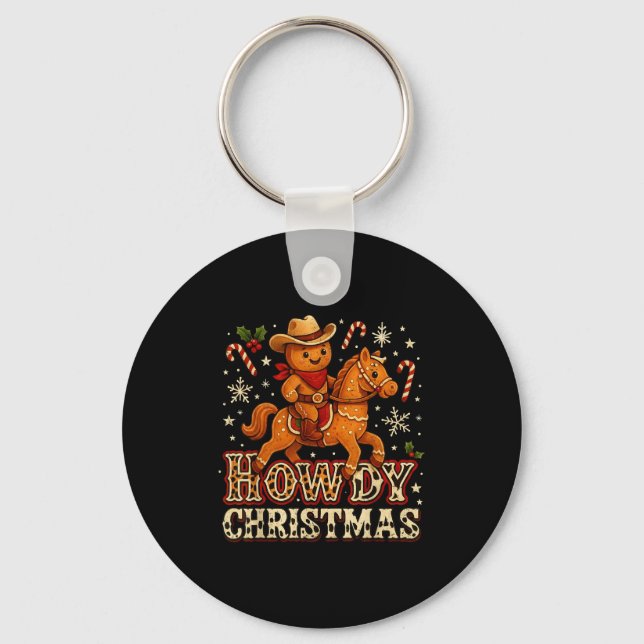 Chaveiro Howdy Christmas Cowboy Gingerbread Design  (Frente)