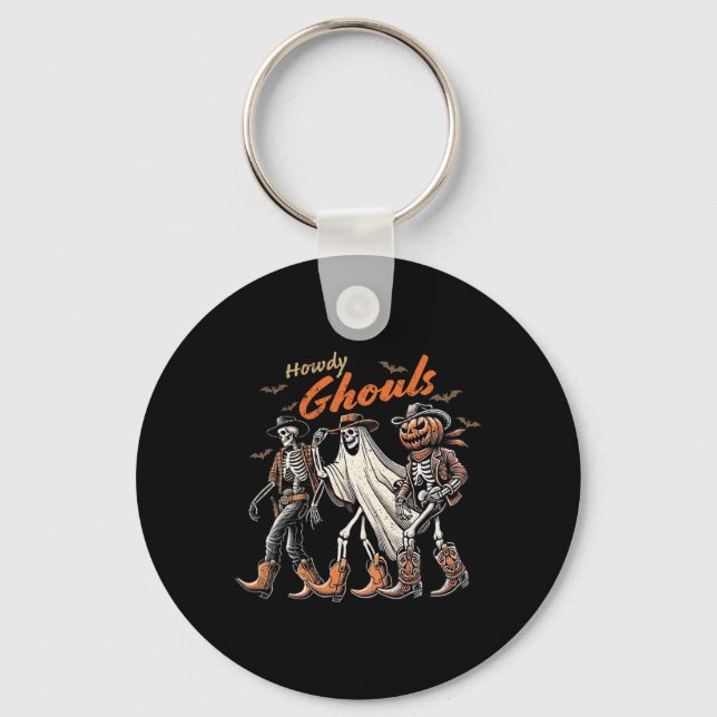 Chaveiro Howdy Ghouls Skeleton Cowboy Western Rodeo Hallowe (Frente)
