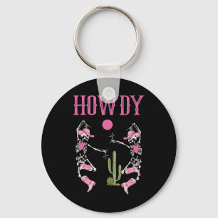 Chaveiro Howdy Skeleton Dançando no Oeste Cowgirl Hal
