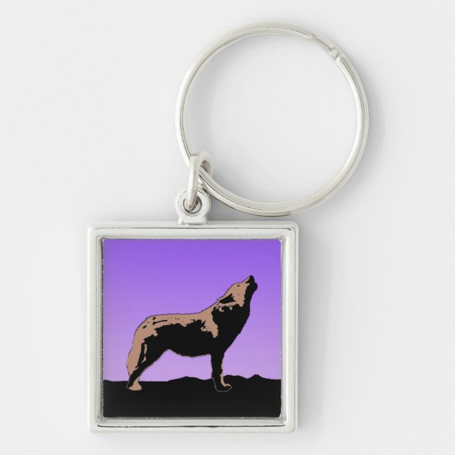 Chaveiro Howling Wolf at Sunset - Arte original sobre a vid (Frente)