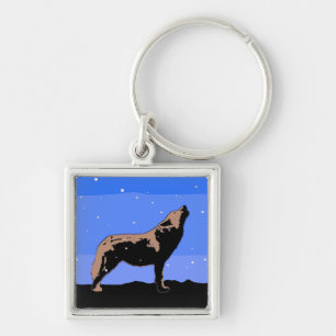 Chaveiro Howling Wolf no inverno - Arte original sobre a vi