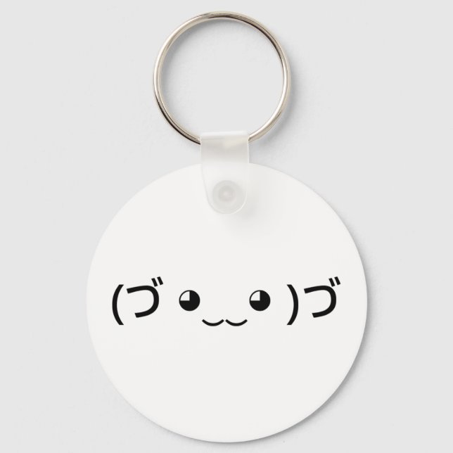 Chaveiro Hugging Emoticon (づ ◕ ‿ ◕ ‿ )づ japonês Kaomoji (Frente)