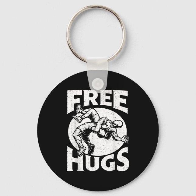 Chaveiro Hugs Funny Wrestling Humor Wrestler Wrestle Men Wo (Frente)