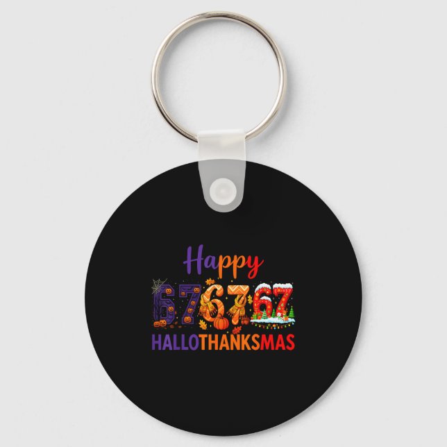 Chaveiro Hugvyn Six Seven Meme 67 Hallothanksmas Halloween  (Frente)