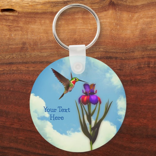 Chaveiro Hummingbird Iris Flor Personalizado (Frente)