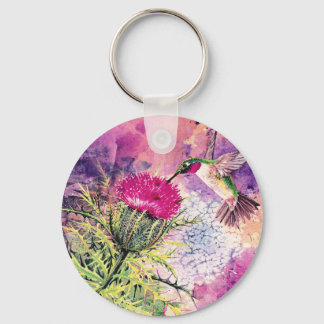 Chaveiro Hummingbird Purple Thistle Art Print