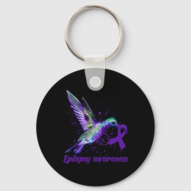 Chaveiro Hummingbird Roxo Fita Epilepsia Mês (Frente)