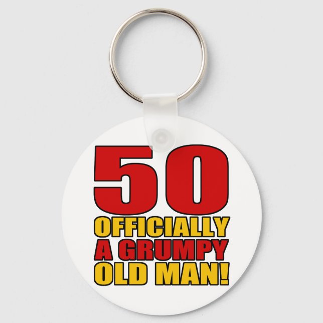 Chaveiro Humor de 50º aniversário rabugento (Frente)