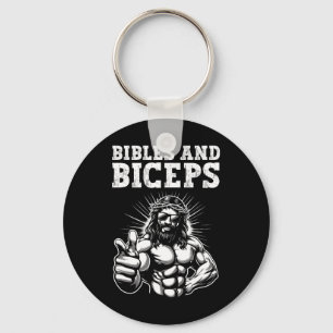 Chaveiro Humor de academia de musculação Bíblias e Bíceps J