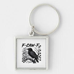 Chaveiro Humor Divertido Corvo Gótico F-Caw-F Essencial