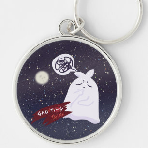Chaveiro Humor Divertido de Halloween Fantasma Pensativo