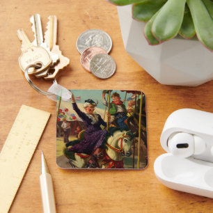 Chaveiro Humor do vintage, avó em um cavalo do carrossel