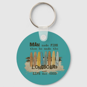 Chaveiro Humor surfando do homem adiantado com Longboards