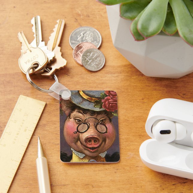 Chaveiro Humor vítreo, Bobo e doce vitoriano Lady Pig (Mesa)