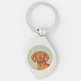 Chaveiro Húngaro Vizsla Cartoon Pointer Dog Head Green