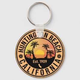 Chaveiro Huntington Beach California Retro Sunset Souvenirs
