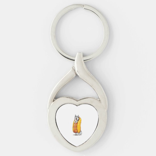 Chaveiro Husky Cachorro Quente � Fantasia de Comida Engraça (Frente)