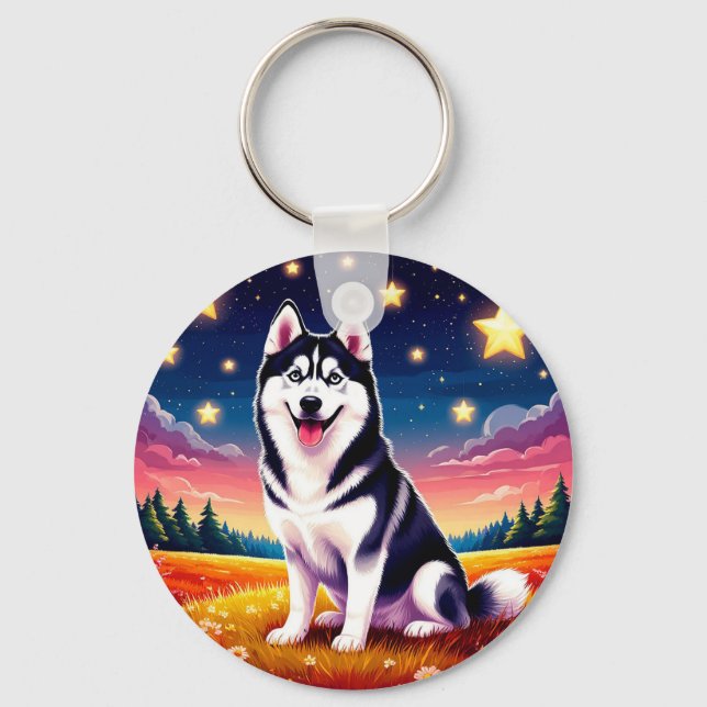 Chaveiro Husky Siberiano brincalhão (Frente)