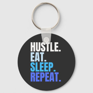Chaveiro HUSTLE azul.EAT.SLEEP.REPETIR.