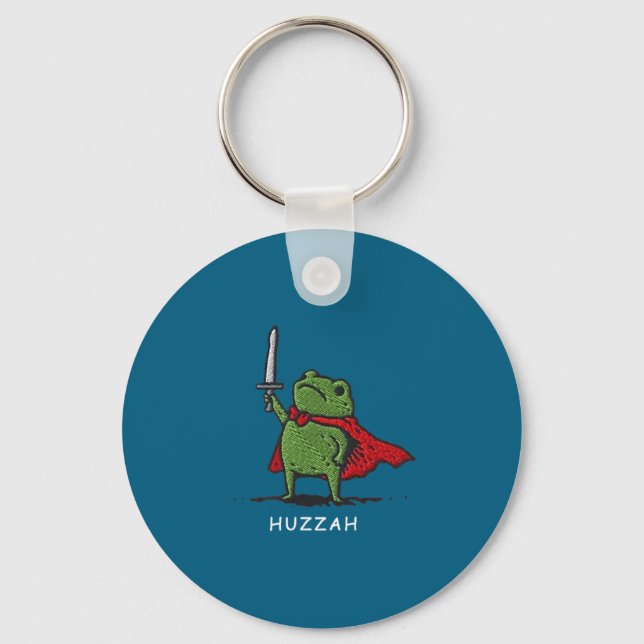 Chaveiro Huzzah Frog Knight Funny Sword Meme Quote  (Frente)