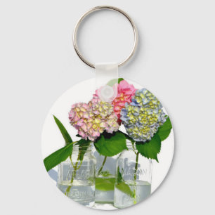 Chaveiro hydrangeas e frasco de pedreiro