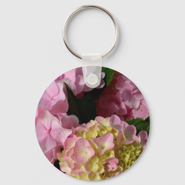 Chaveiro Hydrangeas Rosa e Creme (Frente)