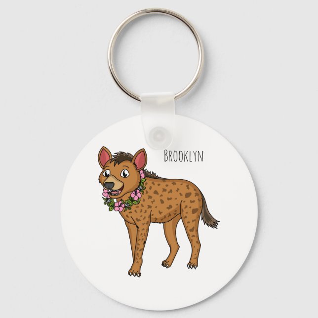 Chaveiro Hyena and flowers cartoon illustration (Frente)