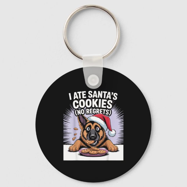Chaveiro I Ate Santas Cookies Puppy Funny Christmas German  (Frente)