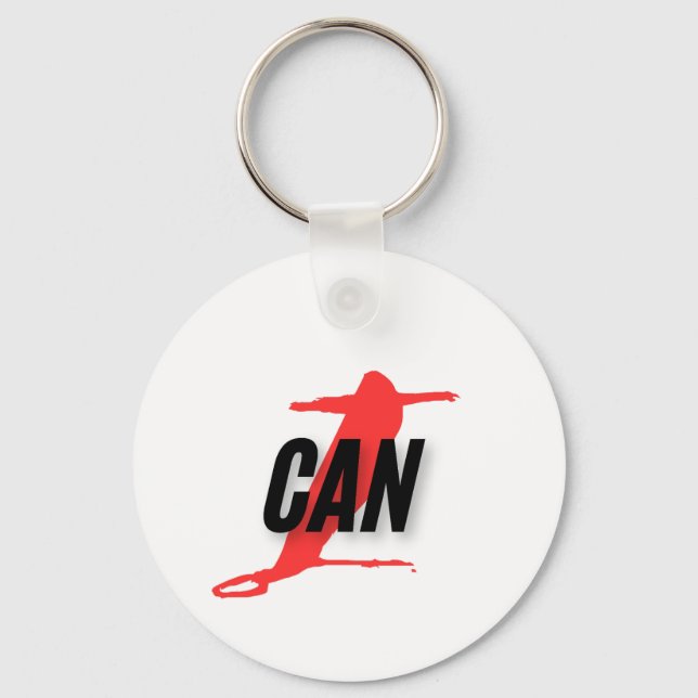 Chaveiro "I Can" Dynamic Red & Black Empowerment Word Art (Frente)