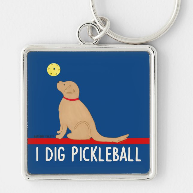 Chaveiro I Dig Pickleball Golden Retriever Keychain (Frente)