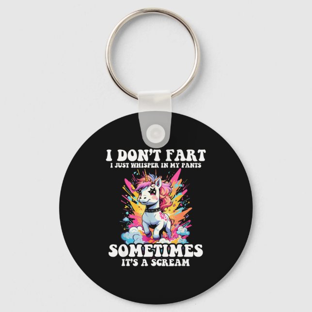 Chaveiro I Don't Fart I Whisper In My Pants - Funny Unicorn (Frente)