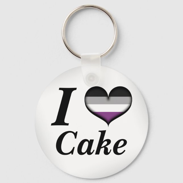 Chaveiro I Heart Asexual Cake Ace Pride Flag Design (Frente)