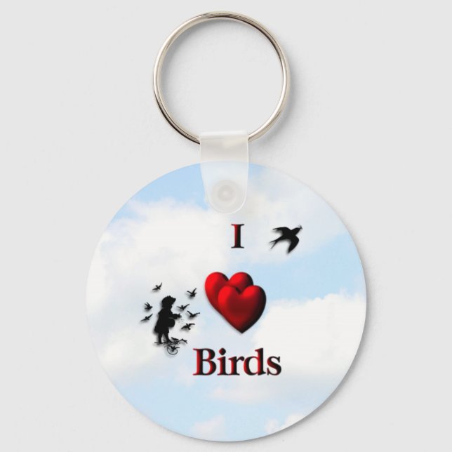 Chaveiro I Heart Birds / Feed the Birds (Frente)