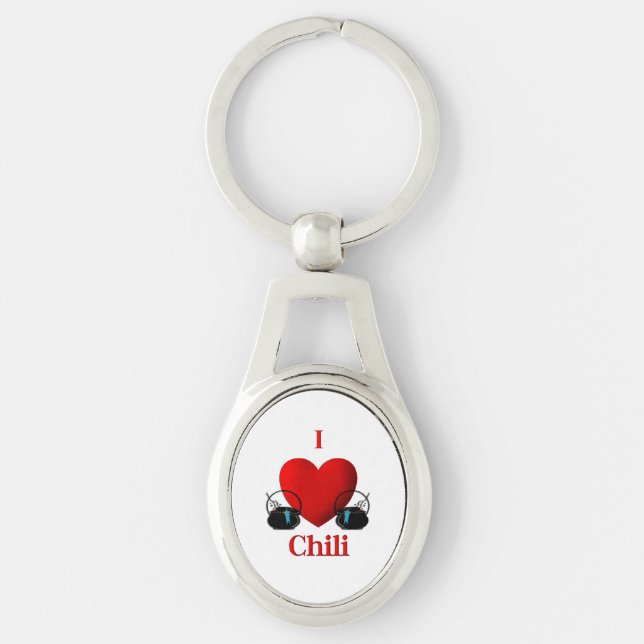 Chaveiro I Heart Chili Potes com fitas azuis (Frente)