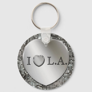 Chaveiro I Heart L.A. Silver Heart Keychain