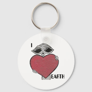 Chaveiro I Heart Love Earth Alienígena Key Chain