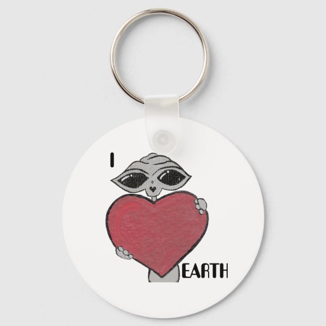 Chaveiro I Heart Love Earth Alienígena Key Chain (Frente)
