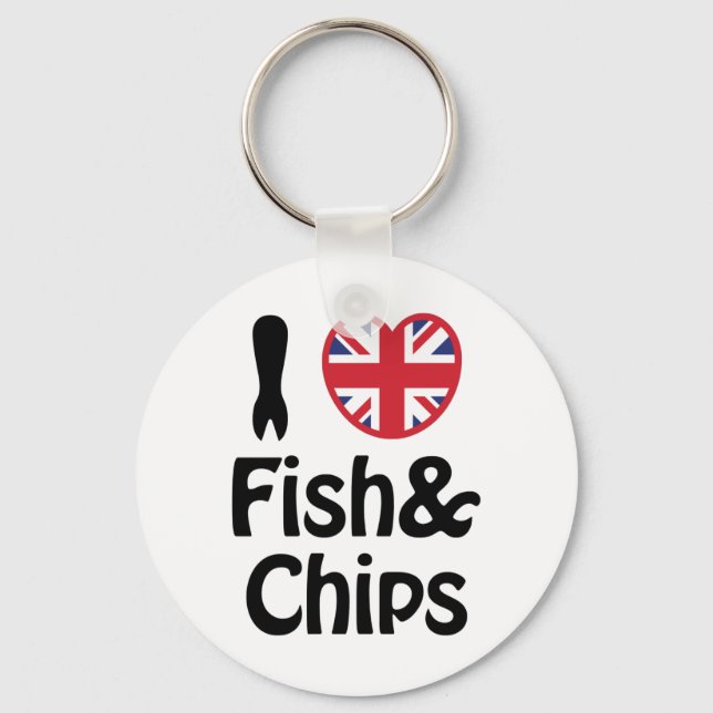 Chaveiro I Heart [Love] Fish & Chips (Frente)