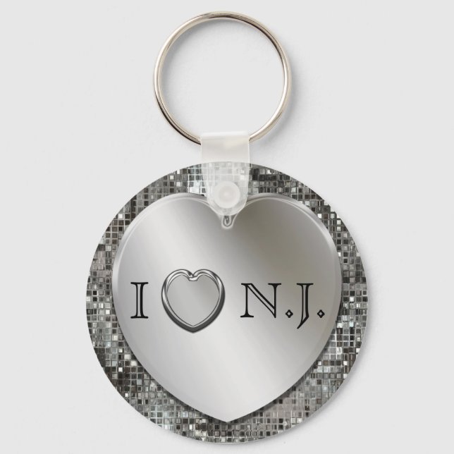 Chaveiro I Heart N.J. Silver Heart Keychain (Frente)