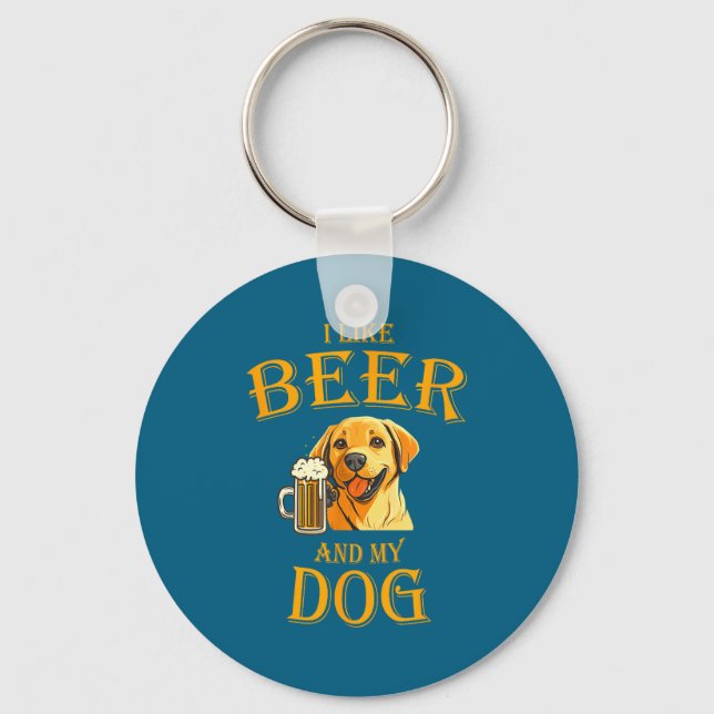 Chaveiro I Like Beer And My Dog Beer And Dogs Funny Dog Quo (Frente)
