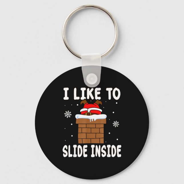Chaveiro I Like To Slide Inside Funny Xmas Couple  (Frente)