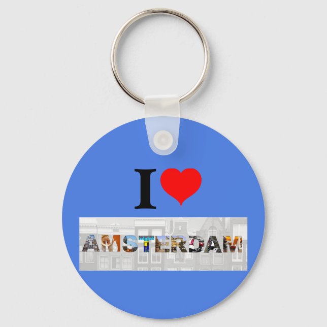 Chaveiro I Love Amsterdam Netherlands Heart Viagem Fotos (Frente)