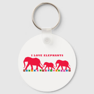 Chaveiro I Love Elephants (Vermelho)