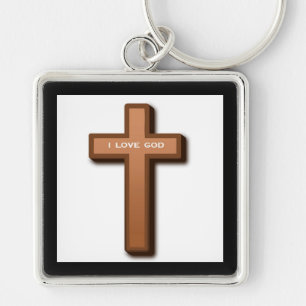 CHAVEIRO "I LOVE GOD" CROSS