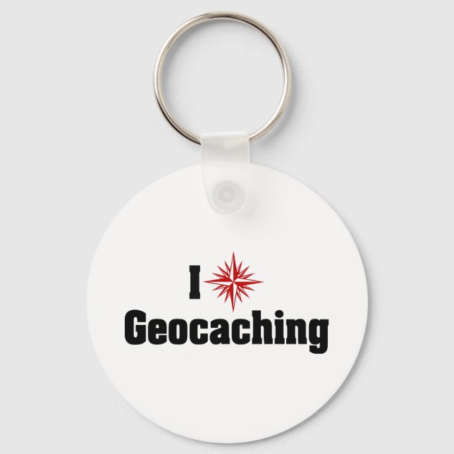 Chaveiro I Love Heart Geocaching - Treasure Hunter (Frente)